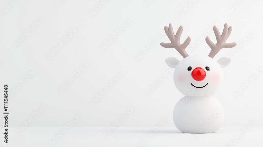 Elegant white reindeer ornament with antlers on soft gray background, minimalist holiday decor Elegant white reindeer ornament with antlers on soft gray background, minimalist holiday decor