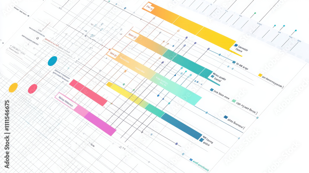 Gantt chart concept. minimalist Gantt timeline graph featuring clean lines and vibrant colors. Gantt chart concept. minimalist Gantt timeline graph featuring clean lines and vibrant colors.