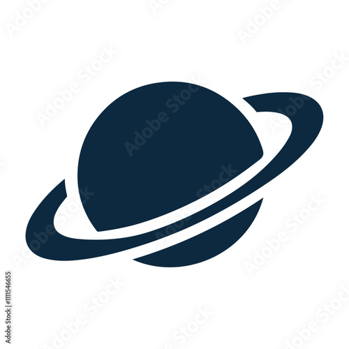 Black silhouette Saturn planet vector icon illustration design isolated on white