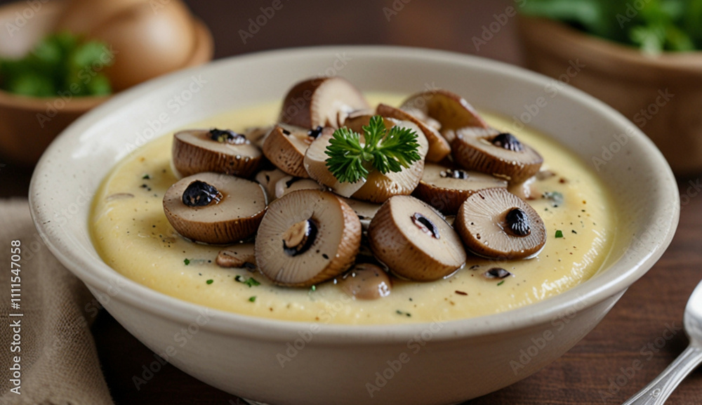 Eggs topped with mushrooms Generative AI Eggs topped with mushrooms Generative AI