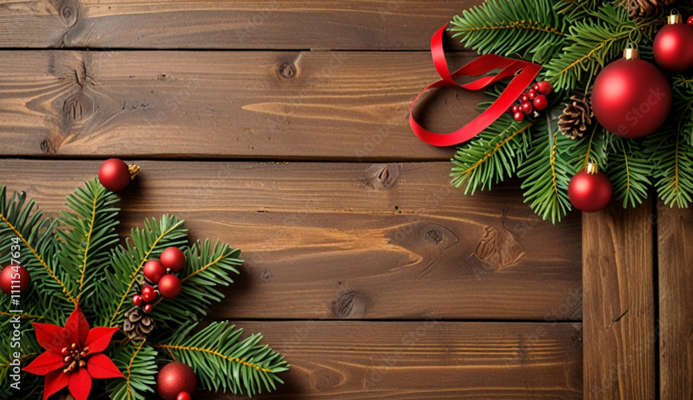 Christmas themed wooden background Generative AI Christmas themed wooden background Generative AI