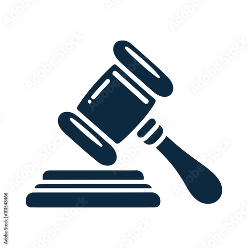 Black silhouette judgment gavel vector icon illustration design isolated on white