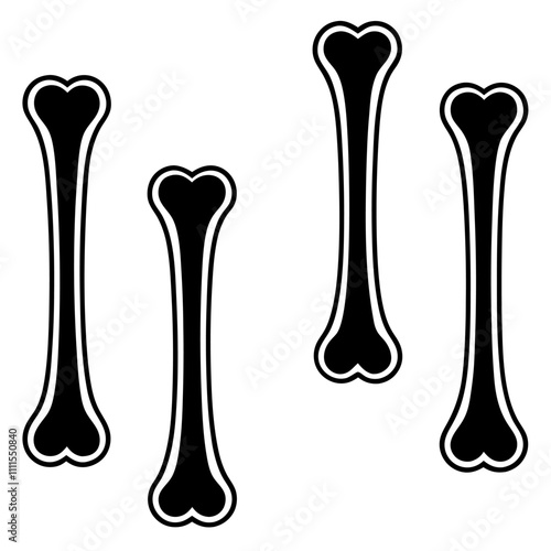 Set of  bone marrow silhouette,line art vector illustration on white background.