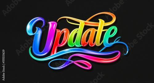 Wallpaper Mural update colorful calligraphic shining shiny smooth lettering on plain black background Torontodigital.ca