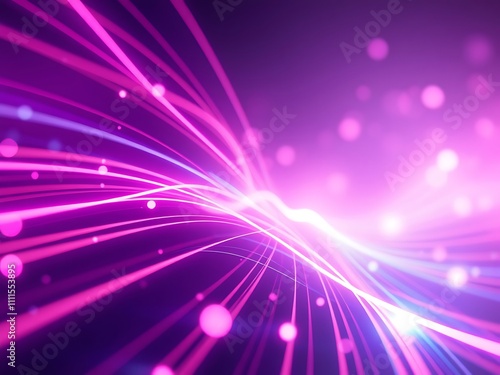 Vibrant Pink and Purple Light Trails: A Stunning 3D Render of Abstract Energy AI Generated