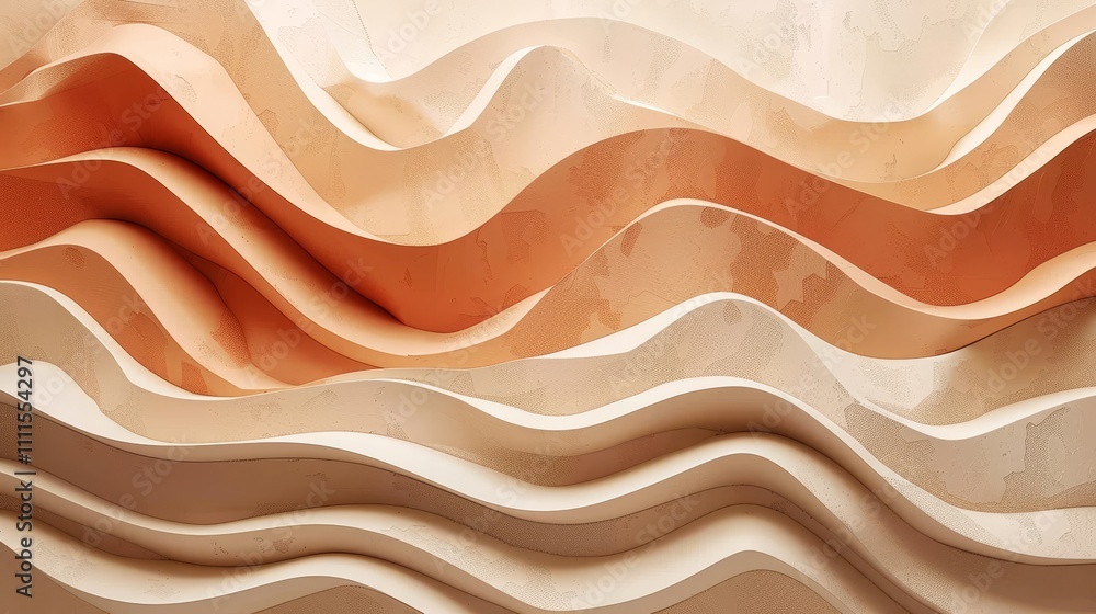 Smooth, undulating shapes in warm tones of beige and orange create a mesmerizing visual effect, perfect for backgrounds and design projects Smooth, undulating shapes in warm tones of beige and orange create a mesmerizing visual effect, perfect for backgrounds and design projects