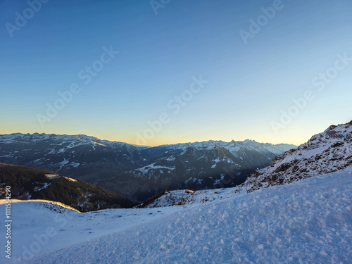 European Alps mountains sunny weather snow winter landscape background mountain range