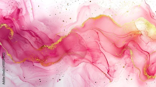 Abstract pink and gold watercolor background. Image for interior design, desktop wallpapers, or graphic backgrounds.