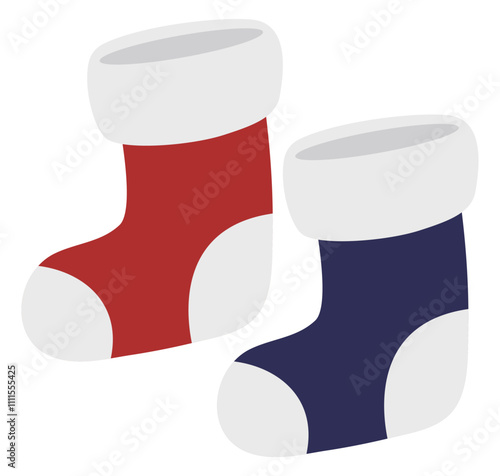Christmas socks flat icon vector isolated on white background.