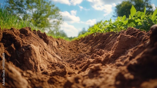 Soil degradation effects, erosion and dry earth photo