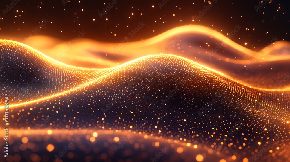 Golden Glittering Waves Abstract Background Golden Glittering Waves Abstract Background