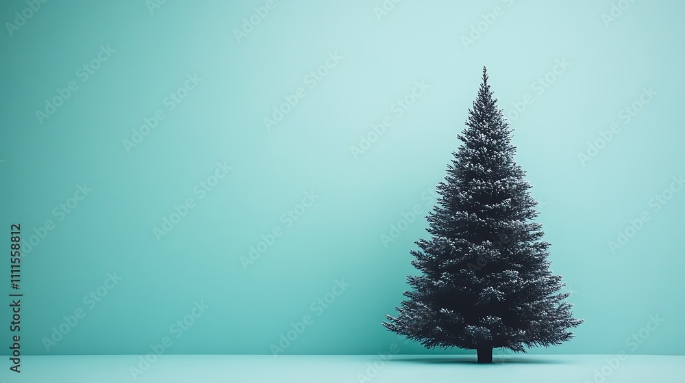 A matte black Christmas tree silhouette, clean and crisp, positioned against a light pastel mint background, illuminated with soft, even lighting for a modern minimalist appeal, hd quality. --ar 16:9 A matte black Christmas tree silhouette, clean and crisp, positioned against a light pastel mint background, illuminated with soft, even lighting for a modern minimalist appeal, hd quality. --ar 16:9