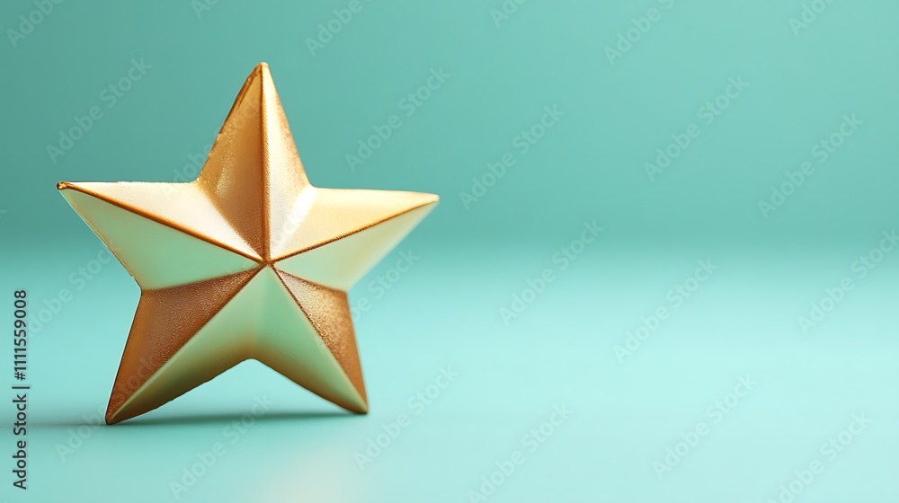 A matte finish golden star ornament, smooth and elegant, placed on a soft mint green background, soft gradient lighting highlighting its minimalist design, hd quality. --ar 16:9 A matte finish golden star ornament, smooth and elegant, placed on a soft mint green background, soft gradient lighting highlighting its minimalist design, hd quality. --ar 16:9
