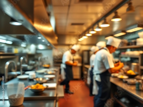 Busy Restaurant Kitchen Crew at Work During Dinner Rush AI Generated