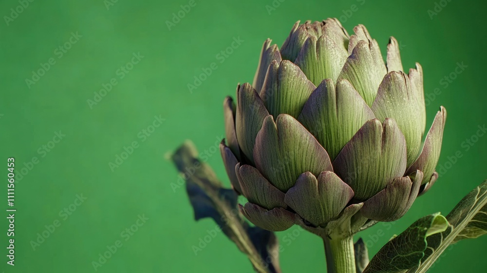Fresh and Vibrant Artichoke on Green Background, Highlighting Organic Produce and Healthy Eating Choices for Culinary Enthusiasts and Food Lovers Fresh and Vibrant Artichoke on Green Background, Highlighting Organic Produce and Healthy Eating Choices for Culinary Enthusiasts and Food Lovers