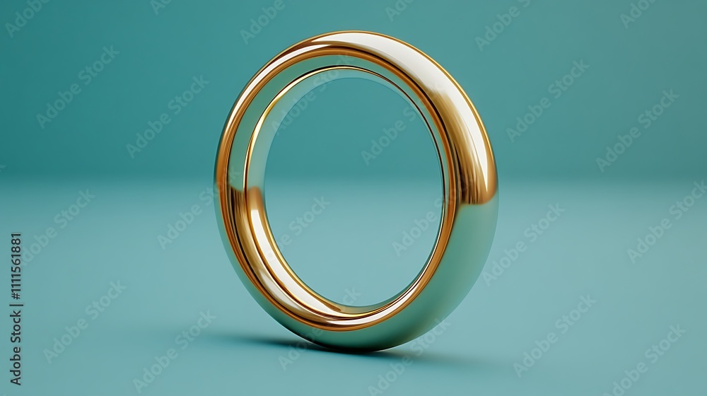 A plain golden ring ornament, polished to perfection, suspended gracefully on a muted teal solid background, subtle gradient lighting for a sleek minimalist aesthetic, hd quality. --ar 16:9 A plain golden ring ornament, polished to perfection, suspended gracefully on a muted teal solid background, subtle gradient lighting for a sleek minimalist aesthetic, hd quality. --ar 16:9