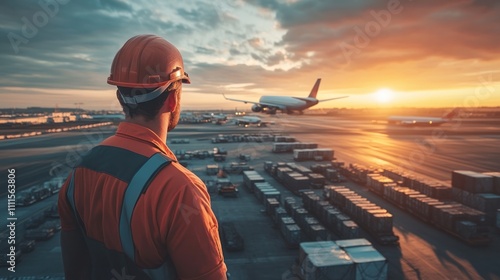 Man working in air cargo transportation to streamline global logistics photo