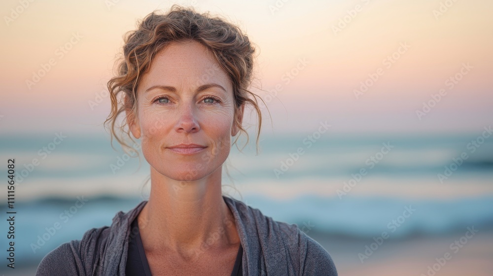 Portrait of a middle-aged woman on the beach Portrait of a middle-aged woman on the beach