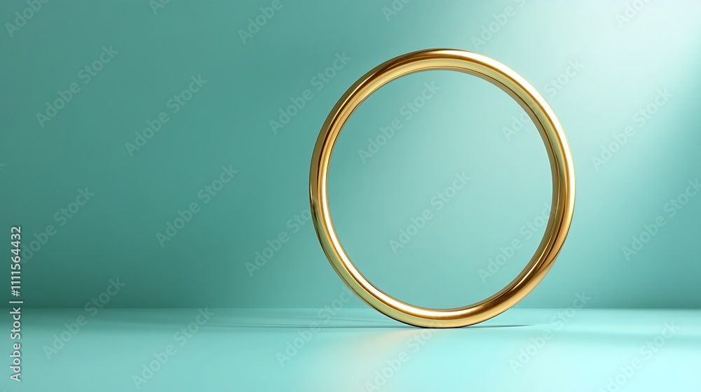 A simple golden ring ornament, slightly textured, centered on a pastel mint solid background, illuminated with natural light to create soft highlights and shadows, hd quality, A simple golden ring ornament, slightly textured, centered on a pastel mint solid background, illuminated with natural light to create soft highlights and shadows, hd quality,