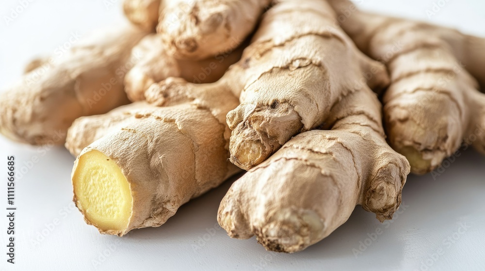 Fresh ginger roots showcasing their natural texture and color, ideal for cooking and health. Fresh ginger roots showcasing their natural texture and color, ideal for cooking and health.