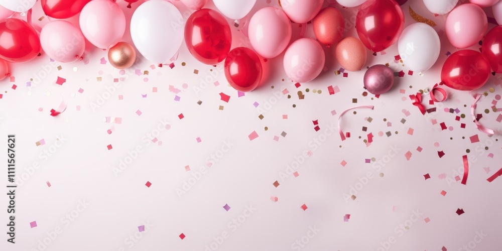 Colorful Party Balloons and Confetti on a Light Background for Celebrations and Events with a Fun and Festive Atmosphere Colorful Party Balloons and Confetti on a Light Background for Celebrations and Events with a Fun and Festive Atmosphere