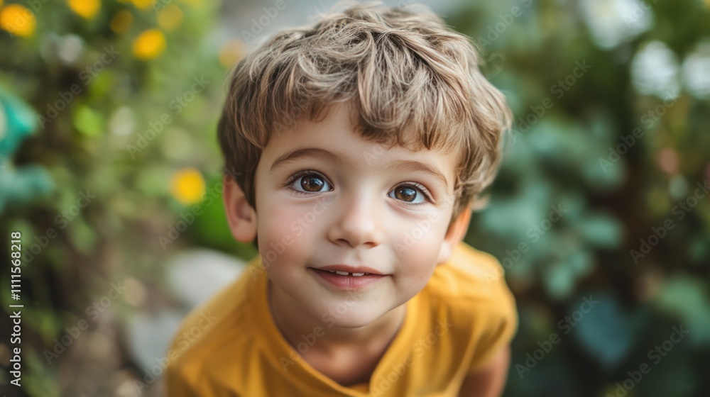Young boy learning child and screen time management through guided practices
