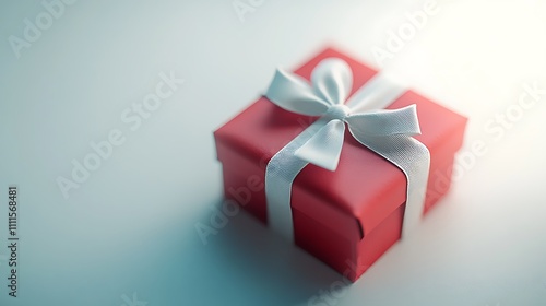 Wallpaper Mural A tiny wrapped gift box in solid red with a perfectly tied white ribbon bow, placed on a clean white background, soft lighting creating delicate shadows and emphasizing the vibrant colors, hd quality, Torontodigital.ca
