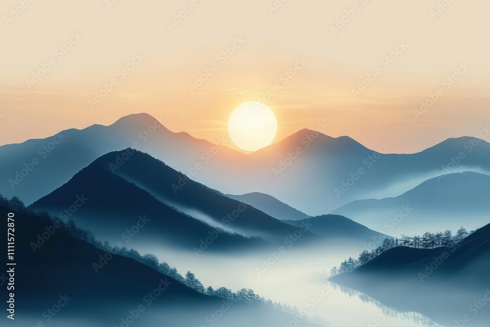 Obraz premium Serenity of Nature and Woman Connecting Spiritually in a Tranquil Landscape
