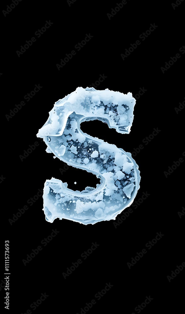 Frozen Letter S, 3D Rendered in a Wintery Setting. AI Generated Frozen Letter S, 3D Rendered in a Wintery Setting. AI Generated
