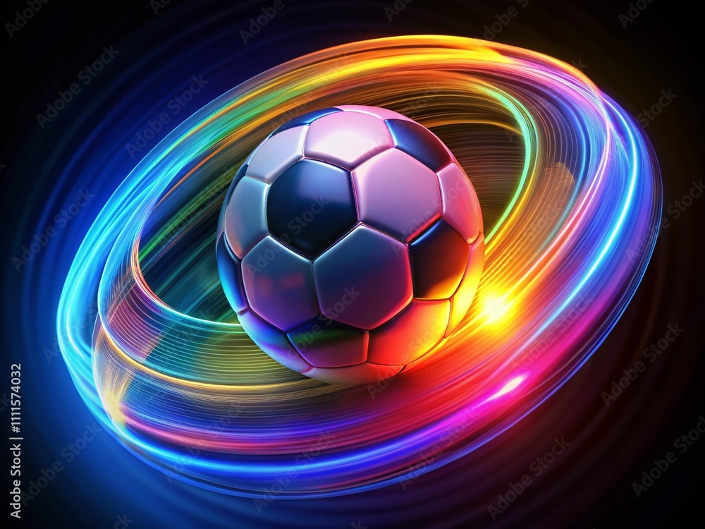 Obraz premium Aerial Soccer Ball Spinning Loop - Futuristic Sports Photography