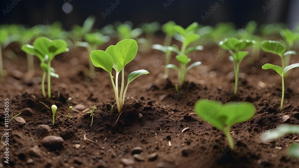 Growing in the soil as a budding sprout, generative AI Growing in the soil as a budding sprout, generative AI