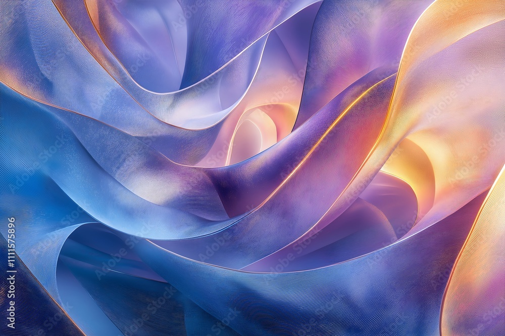 Obraz premium Abstract Purple, Blue, and Gold Swirling Fabric Texture