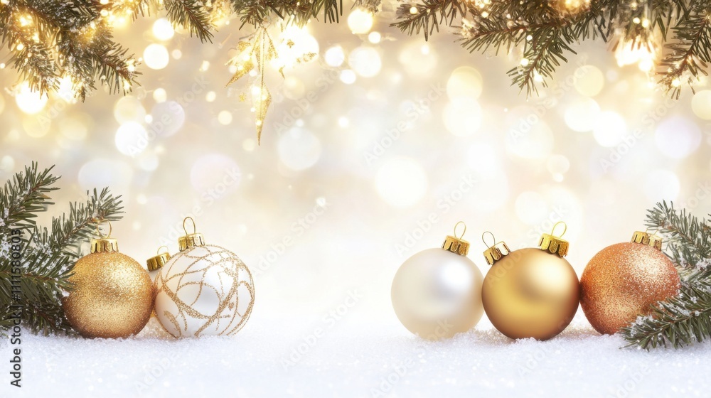 Twinkling Lights and Golden Decorations Background Twinkling Lights and Golden Decorations Background