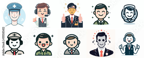 Vector Set of a Chief Operating Officer (COO) in a Simple Flat Design Style