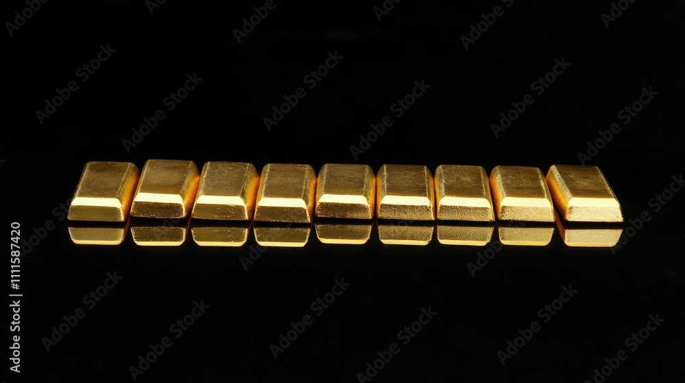 Shiny Gold Bars on Black Background Shiny Gold Bars on Black Background