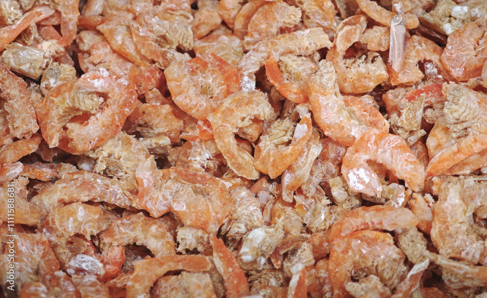 dried shrimp on wooden background dried shrimp on wooden background
