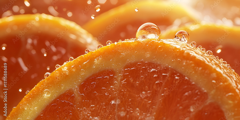 Fresh Orange Slices with Water Splashes Fresh Orange Slices with Water Splashes