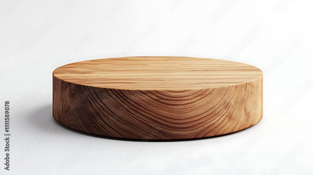 A wooden circular pedestal with rounded edges, set against a white background for product display. A wooden circular pedestal with rounded edges, set against a white background for product display.