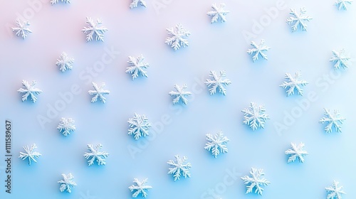 Wallpaper Mural Elegant and minimalist snowflake motifs forming a seamless repeat pattern on a soft, frosty blue gradient backdrop. Torontodigital.ca