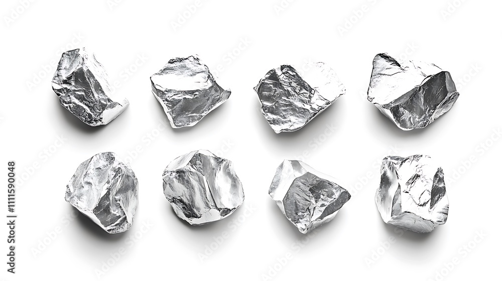 silver nuggets isolated on white background, silver nuggets isolated on white background,