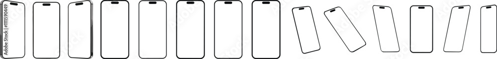 Set of latest Smartphone mobile or cellphone icons symbol mockup with different angles. Smart gadget or devices collection. Mobile phone display, device screen frame vector Set of latest Smartphone mobile or cellphone icons symbol mockup with different angles. Smart gadget or devices collection. Mobile phone display, device screen frame vector