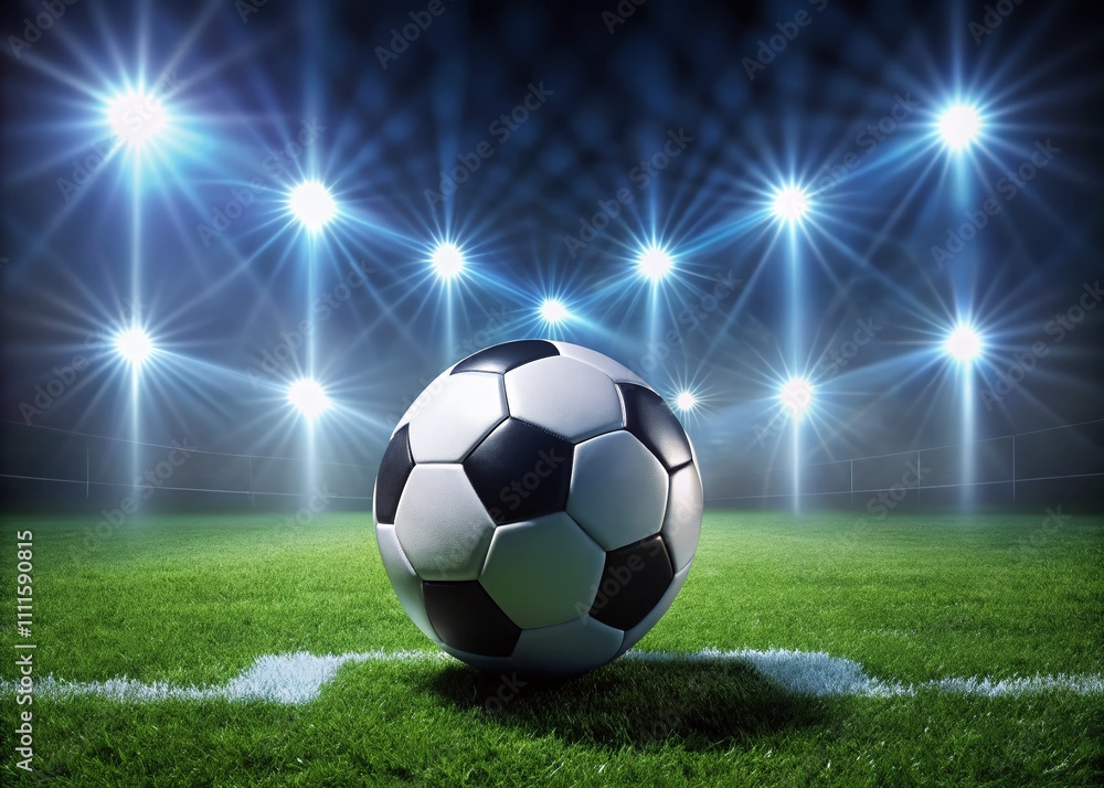 Fototapeta premium Long Exposure Soccer Ball Field Lights Night