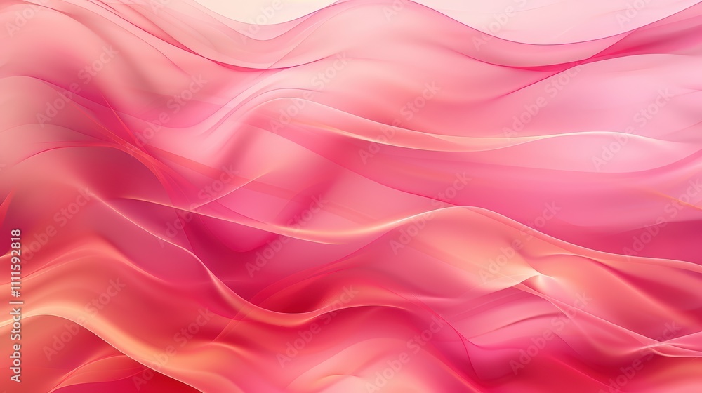 Obraz premium Red and pink background with three-dimensional smooth red waves.