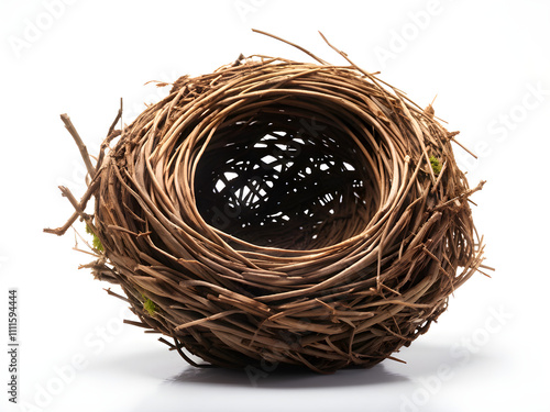 Birds nest isolated on white background
 photo