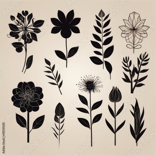 Timeless Flower Silhouettes Vector Bundle
 photo