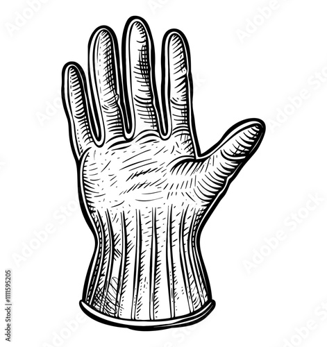 gardening glove engraving black and white outline