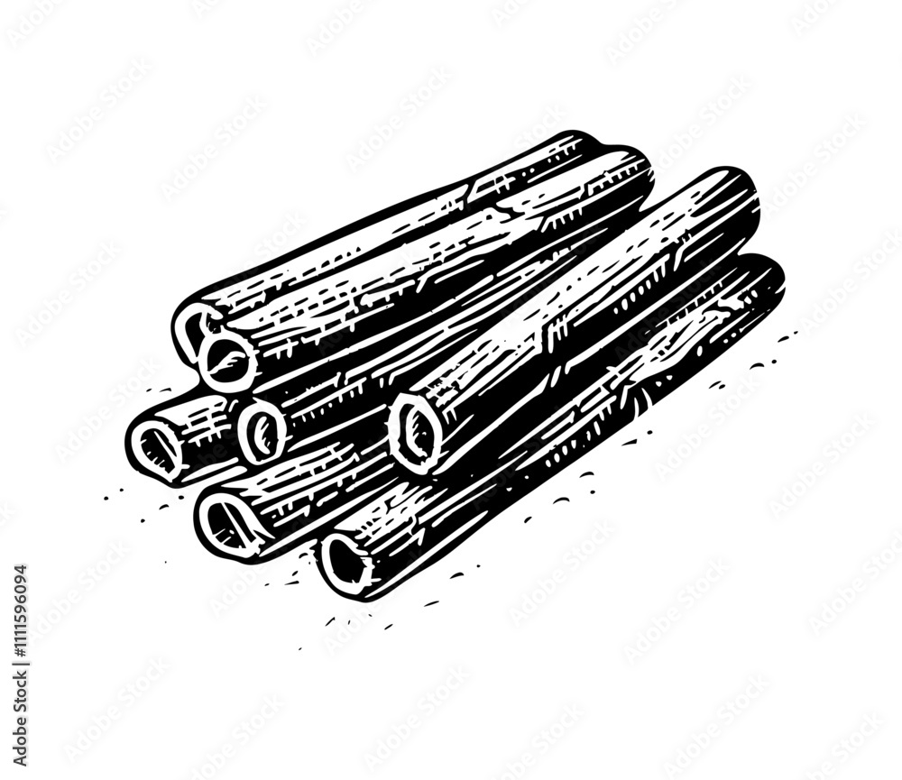cinnamon engraving black and white outline cinnamon engraving black and white outline
