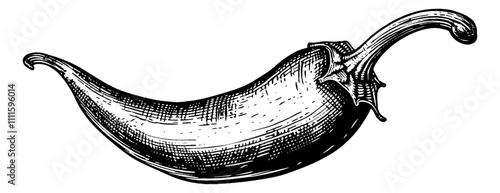 chili engraving black and white outline