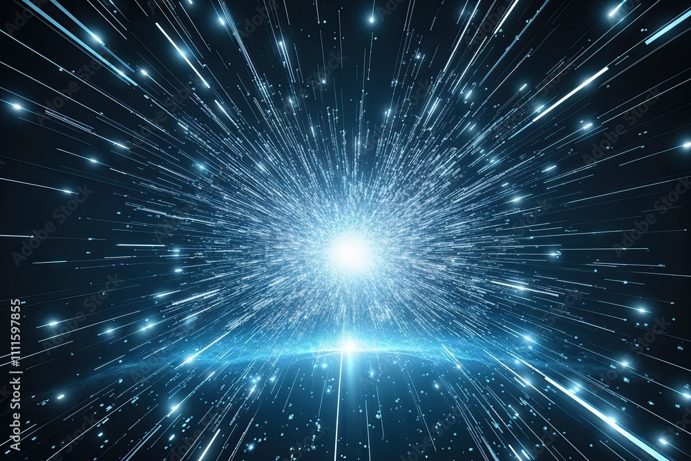 Fototapeta premium Dynamic Surge of Luminous Particles in a Modern Tech Visualization Backdrop