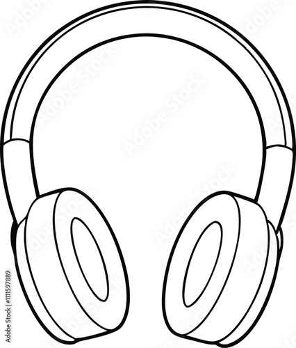 Overear Headphones Wireless Audio Device Line Drawing Illustration